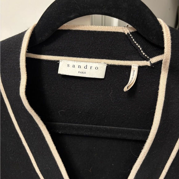 Sandro Black Cardigan with Cream Accents - Picture 4 of 10